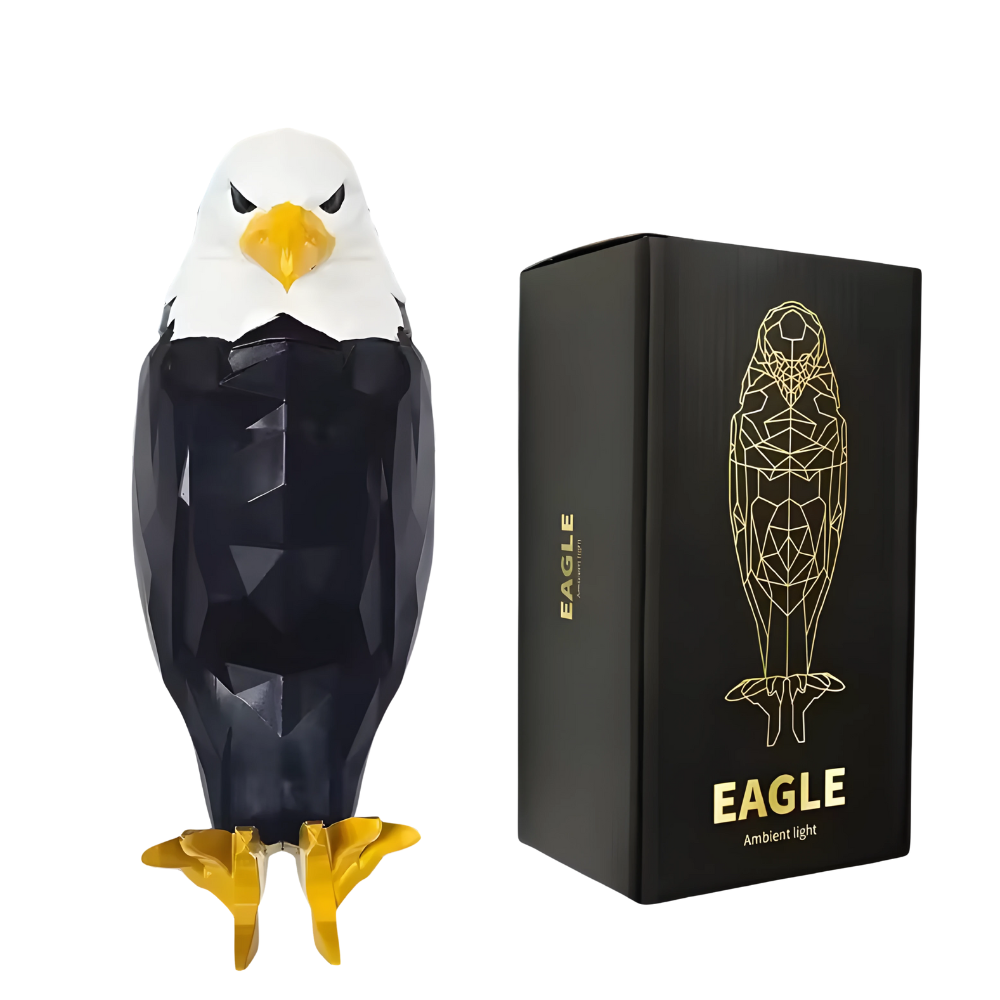 Eagle-shaped decorative light with packaging on a white background