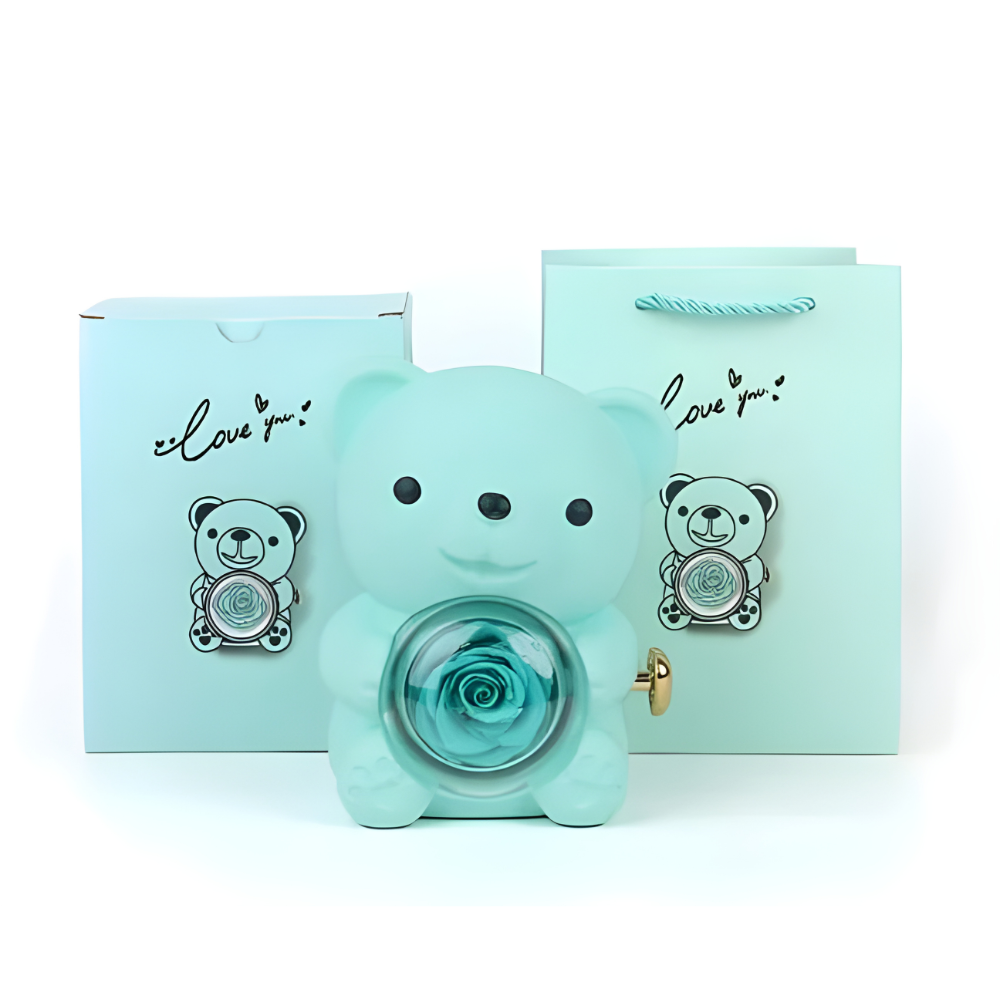 Rotating Rose Teddy Bear Box
