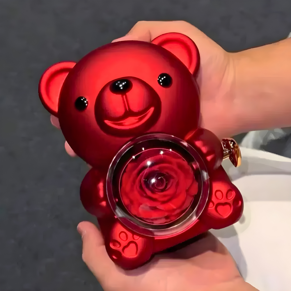 Rotating Rose Teddy Bear Box