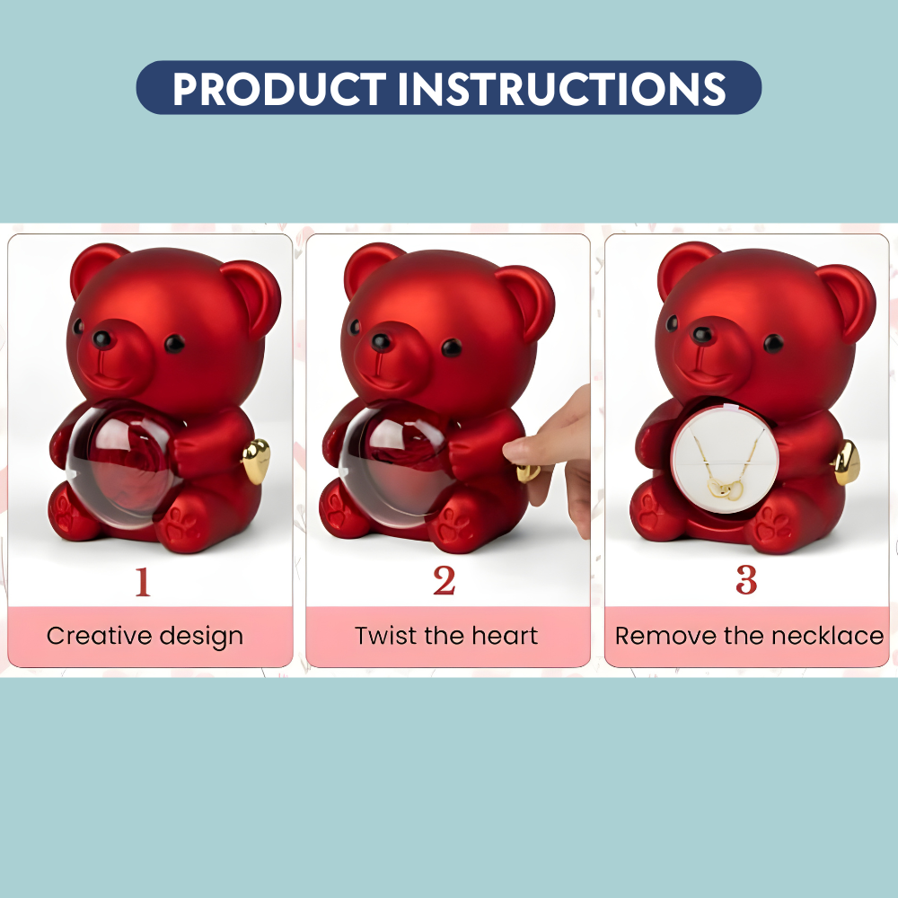 Rotating Rose Teddy Bear Box