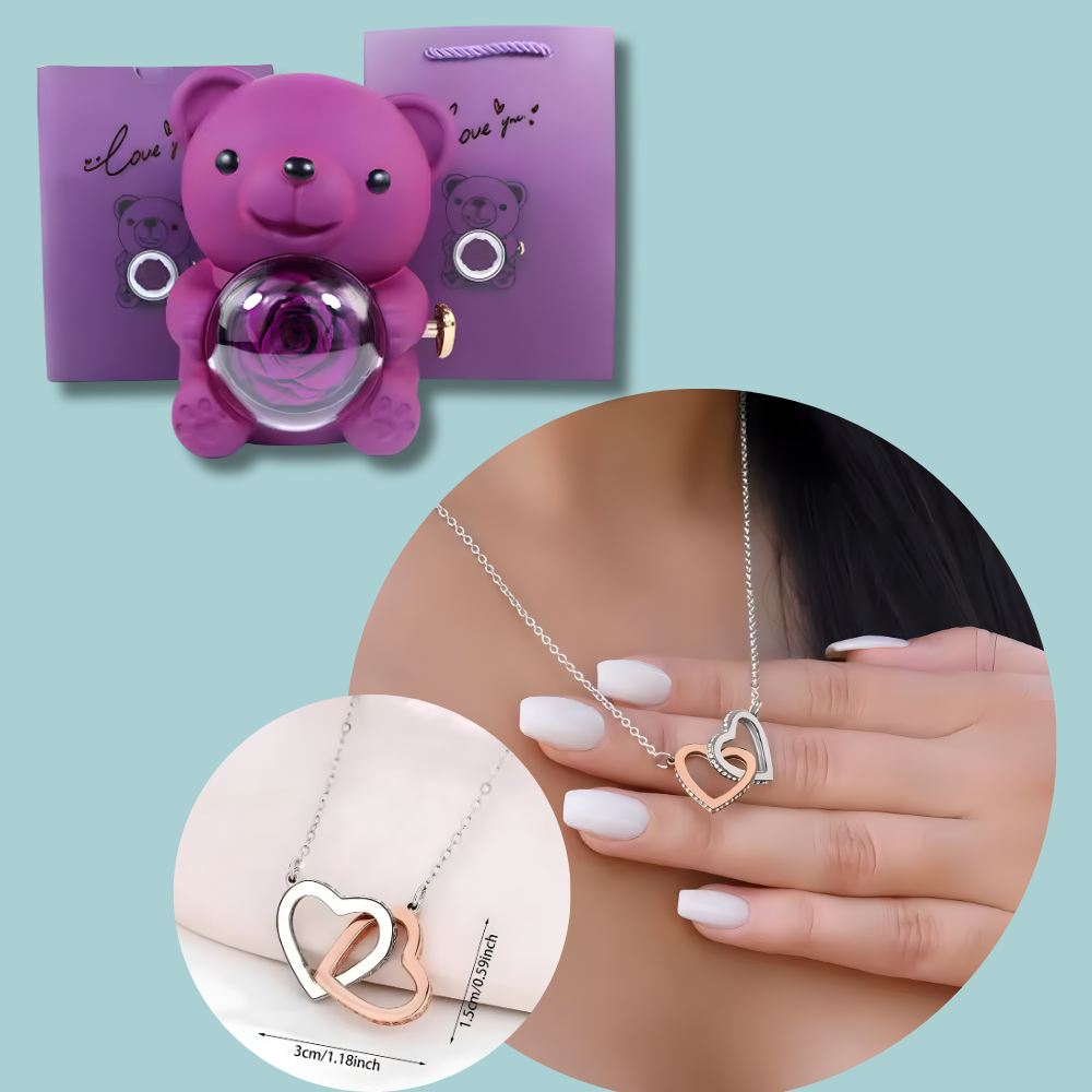 Rotating Rose Teddy Bear Box