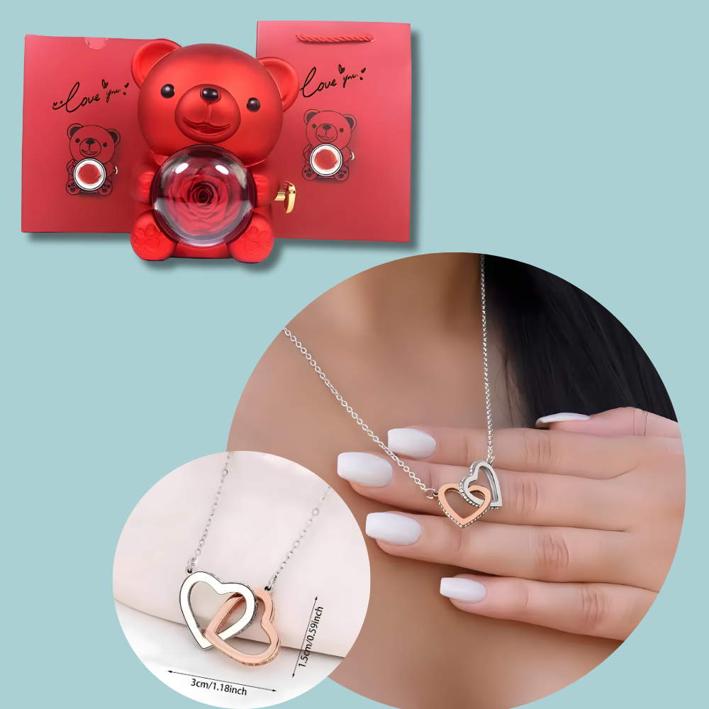 Rotating Rose Teddy Bear Box