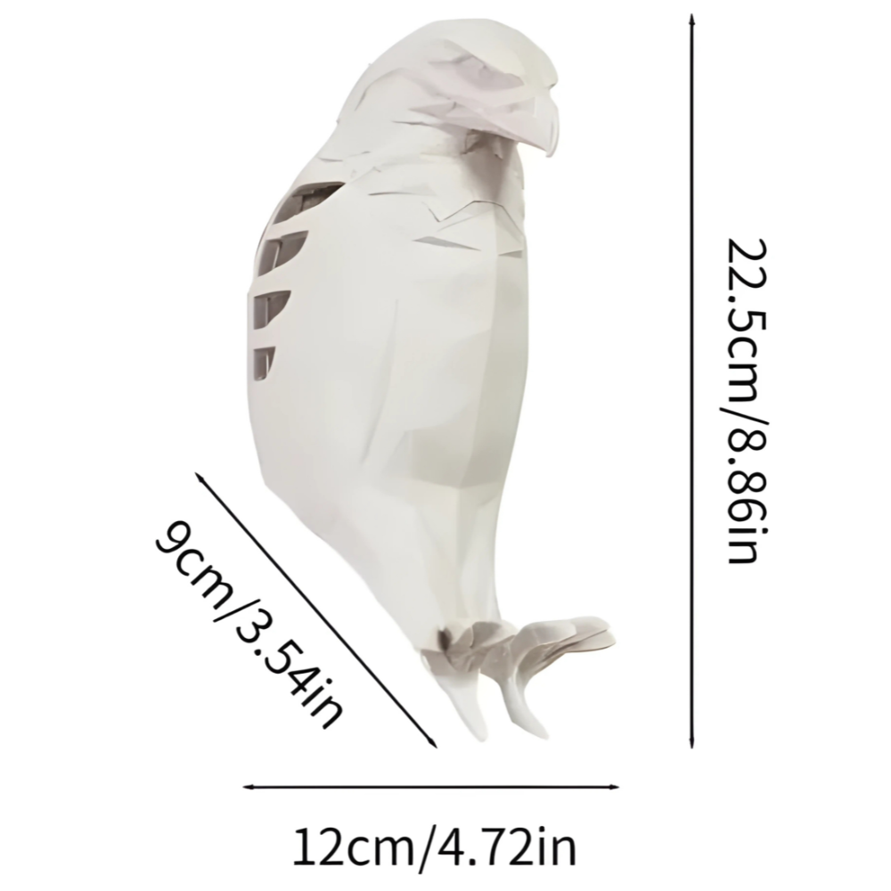 White eagle led light with measurements on a white background