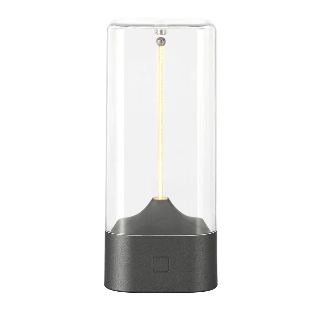 Clear filament led light with a grey base