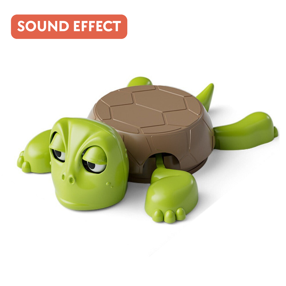 green turtle with a brown shell on a white background