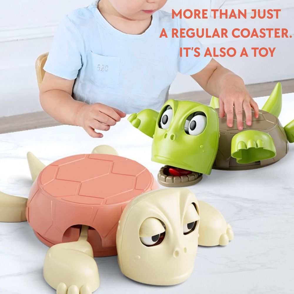 Children's toy with turtle on a white surface